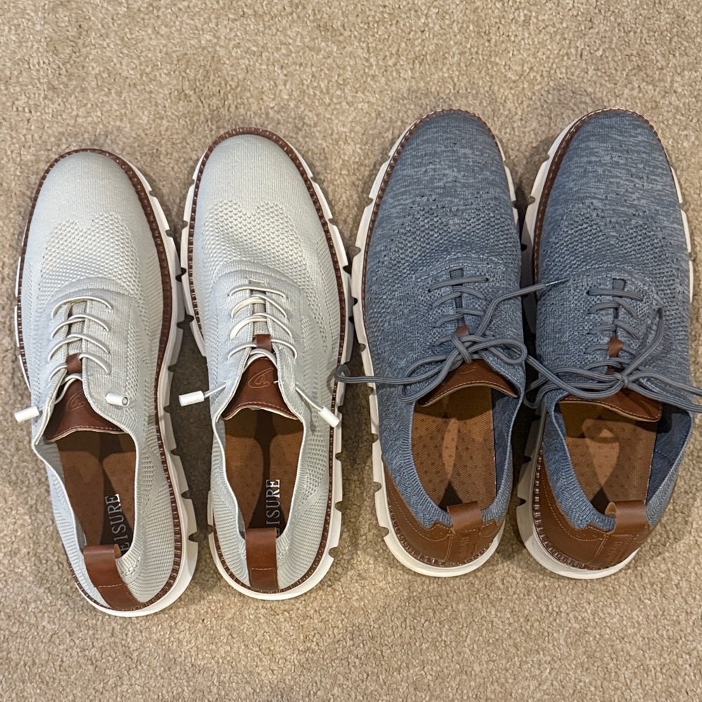 2 Sets of Size 15 Men's Knit Slip-On Sneakers with Brown Accents